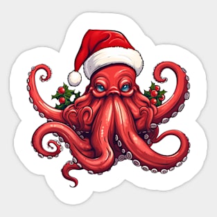 Christmas Octopus Sticker